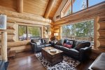 Wonderful living room with amazing views with wood fireplace
